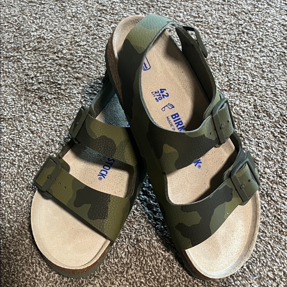 Birkenstock Camouflage Two-Strap Sandals in Olive Green